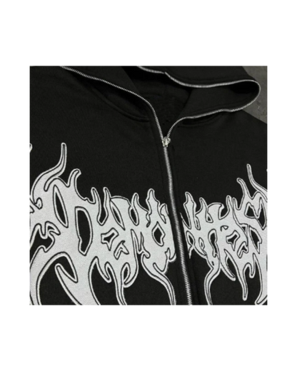 Embroidered Full Zipper Hoodie