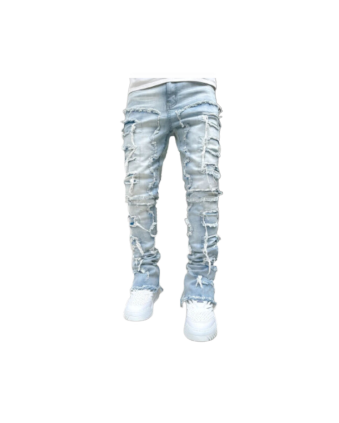 Patched Stacked Jeans